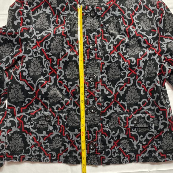 Charter Club  Size Large Button Up Floral Pocket Lined Sweater Damask Tapestry - Picture 10 of 13